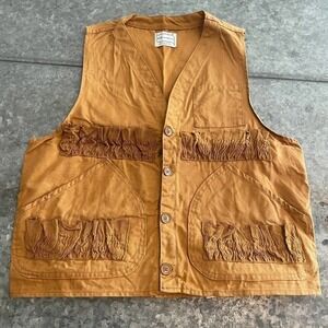 Vintage Western Field Montgomery Ward Japan Tan Duck Canvas Hunting Vest Medium